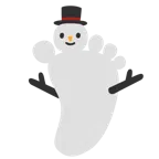 huellas de pies + muñeco de nieve
