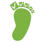 huellas de pies + botón de marca de verificación