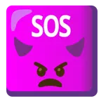 wütendes Gesicht mit Hörnern + SOS-Zeichen
