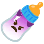 wütendes Gesicht mit Hörnern + Babyflasche