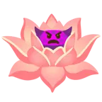 wütendes Gesicht mit Hörnern + Lotusblüte