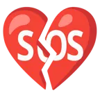 corazón roto + símbolo de socorro