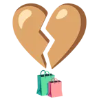 corazón roto + bolsas de compras