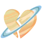 corazón roto + planeta con anillos