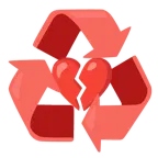 corazón roto + símbolo de reciclaje