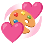 corazones giratorios + paleta de pintor