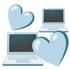 corazones giratorios + ordenador portátil