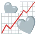 corazones giratorios + gráfica de evolución ascendente