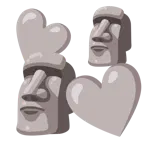 corazones giratorios + estatua moái