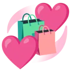 corazones giratorios + bolsas de compras