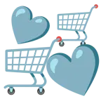 corazones giratorios + carrito de la compra