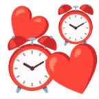 corazones giratorios + reloj despertador