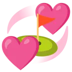 corazones giratorios + banderín en hoyo