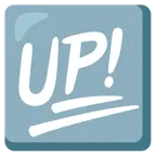 100 Punkte + Schriftzug „UP!“ im blauen Quadrat