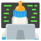 computer portatile + biberon