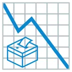 grafico con andamento negativo + urna elettorale con scheda