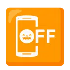 Mobiltelefon aus + Halloweenkürbis