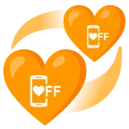 Mobiltelefon aus + kreisende Herzen