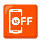 Mobiltelefon aus + schmollendes Gesicht