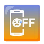 Mobiltelefon aus + besorgtes Gesicht mit Schweißtropfen