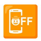 Mobiltelefon aus + Gesicht mit Cowboyhut
