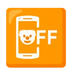Mobiltelefon aus + Clown-Gesicht