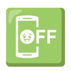 Mobiltelefon aus + würgendes Gesicht