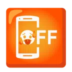 Mobiltelefon aus + schwitzendes Gesicht