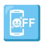 Mobiltelefon aus + frierendes Gesicht