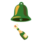 Glocke + Flasche mit knallendem Korken