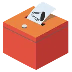 Urne mit Wahlzettel + Megafon