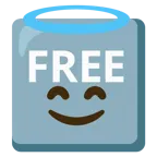 cara sonriendo con aureola + botón FREE