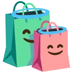 cara sonriendo con aureola + bolsas de compras