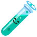 cara sonriendo con aureola + tubo de ensayo