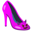 cara sonriendo con cuernos + zapato de tacón