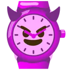 cara sonriendo con cuernos + reloj