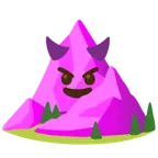 cara sonriendo con cuernos + montaña