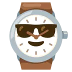 cara sonriendo con gafas de sol + reloj
