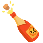 enraged face + bottle with popping cork