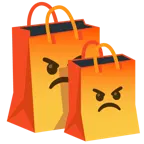 enraged face + shopping bags