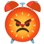 enraged face + alarm clock