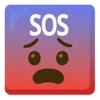 przestraszona twarz + przycisk SOS