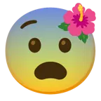 przestraszona twarz + kwiat hibiskusa