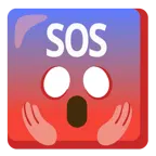 face screaming in fear + SOS button