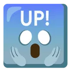 face screaming in fear + UP! button