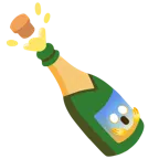 face screaming in fear + bottle with popping cork