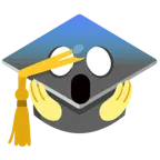 face screaming in fear + graduation cap