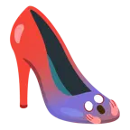 face screaming in fear + high-heeled shoe