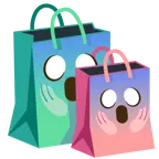 face screaming in fear + shopping bags