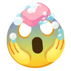 face screaming in fear + soap
